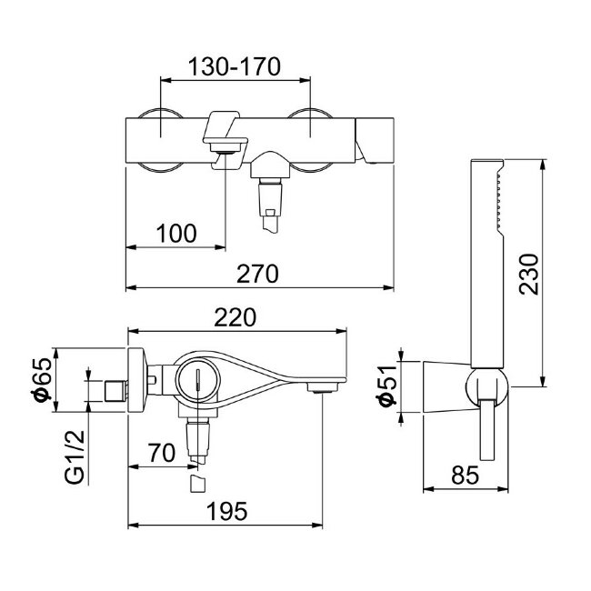 Смеситель для ванны Webert One-B NB850101015, хром/сталь