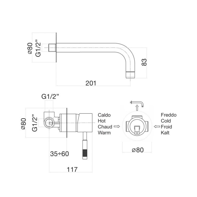 Смеситель для раковины Webert Rimini RI830606010. белый