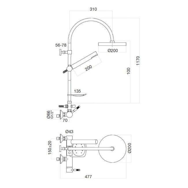 Душевая система Webert Rimini RI870105560, черный