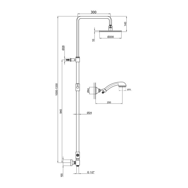 Душевой гарнитур Webert Shower Set AC0729015METAL, хром