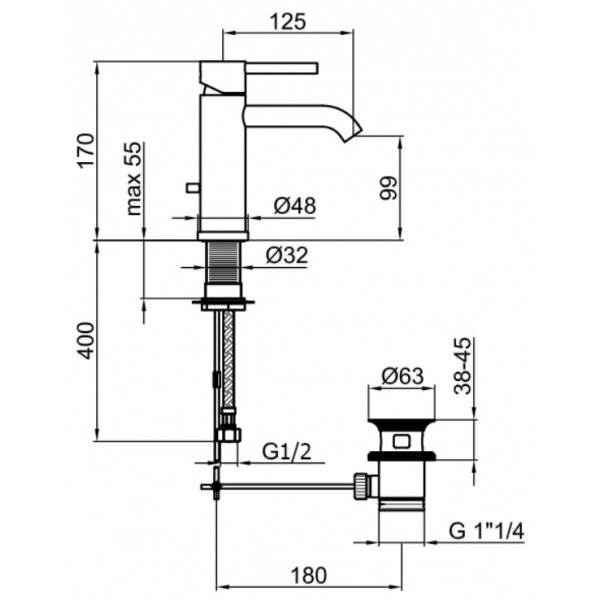 Смеситель для раковины Webert Elio EL830102015. хром Смеситель для раковины Webert Elio EL830102015. хром