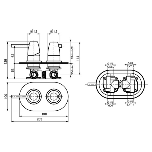 Смеситель для душа встраиваемый Webert Opera Moderna OE860101560, черный