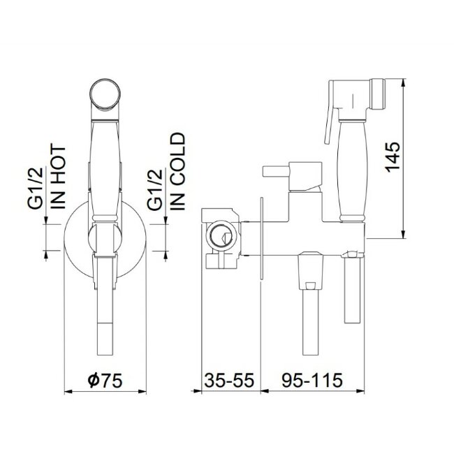 Гигиенический душ со смесителем Webert Elio EL870301980, розовое золото