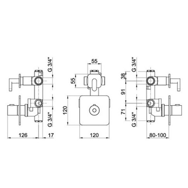 Смеситель для душа встраиваемый с термостатом Webert Living LV971302345, никель