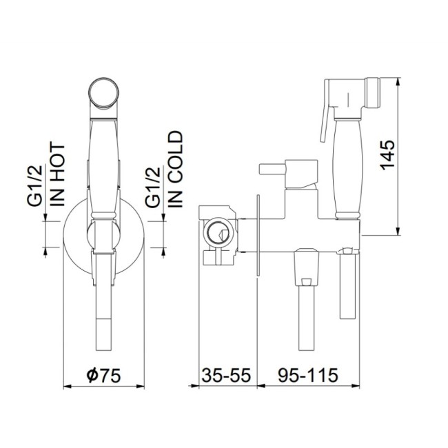 Гигиенический душ со смесителем Webert Elio EL870301010, золото