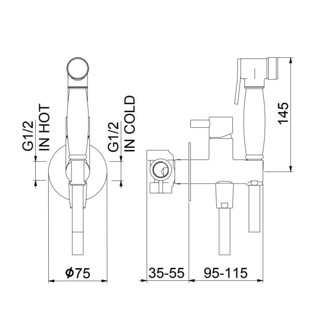 Гигиенический душ со смесителем Webert Elio EL870302015, хром