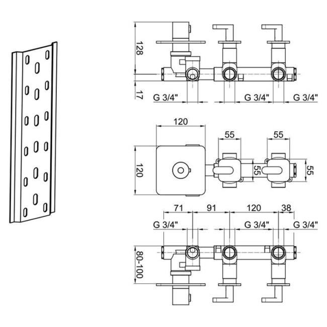 Смеситель для душа встраиваемый с термостатом Webert Living LV971402345, никель