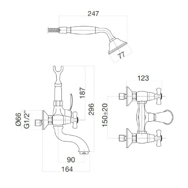 Смеситель для ванны Webert Armony AM720201010(153), золото