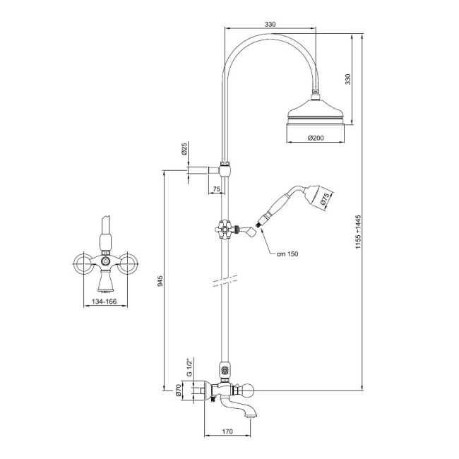 Душевая система Webert Karenina KA721208065, бронза