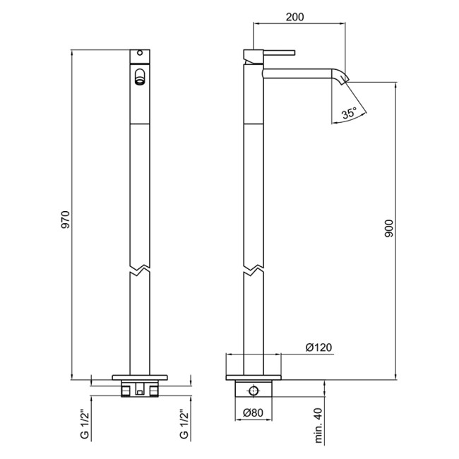 Смеситель для раковины Webert Elio EL832101560. черный
