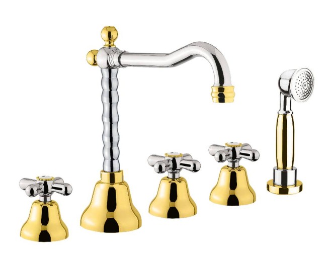 Смеситель на борт ванны Webert Armony AM730402017, хром/золото