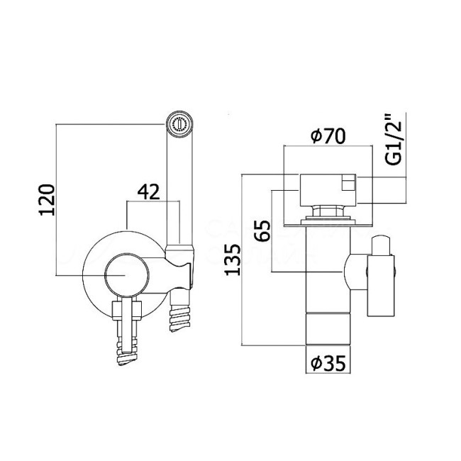 Гигиенический душ со смесителем Webert Pegaso PE870303560, черный