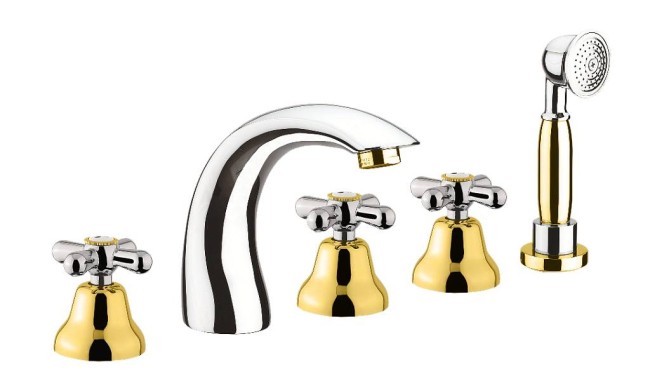 Смеситель на борт ванны Webert Armony AM730401017, хром/золото