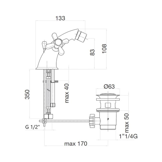 Смеситель для биде Webert Armony AM710102010, золото
