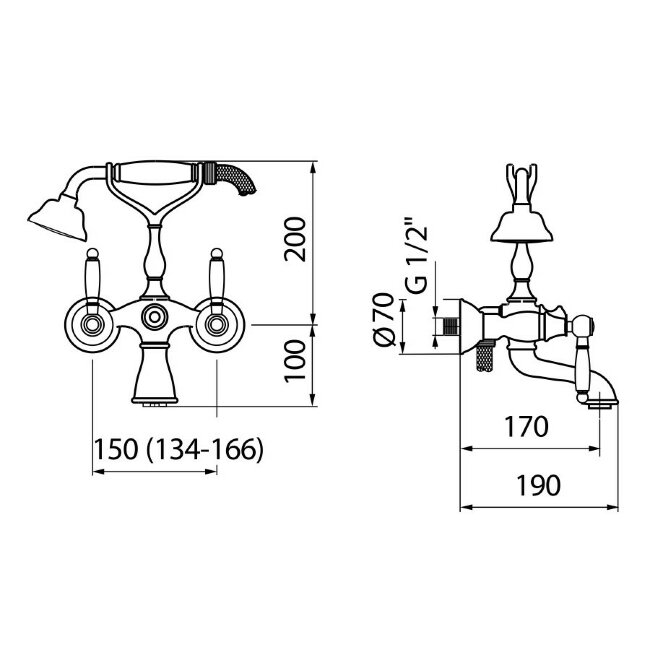 Смеситель для ванны Webert Dorian DO720201015, хром