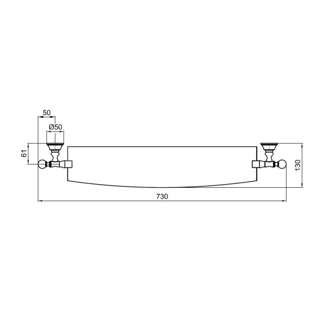 Полка стеклянная Webert Karenina KA500701010, золото