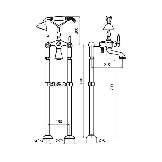 Смеситель для ванны напольный Webert Dorian DO720801015, хром