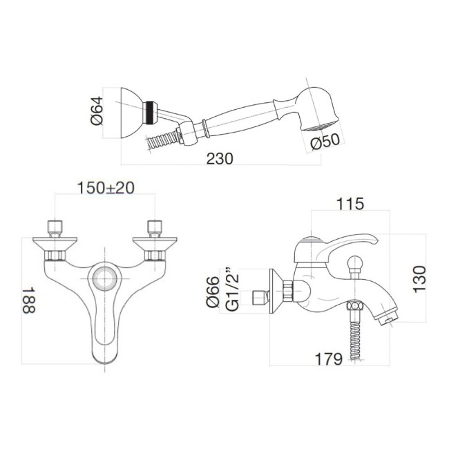 Смеситель для ванны Webert Aurora AU850101060(153), медь