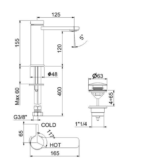 Смеситель для раковины Webert Coral CO830102560. черный