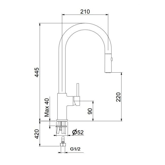 Смеситель для кухни Webert Doha DH940302560, черный Смеситель для кухни Webert Doha DH940302560, черный