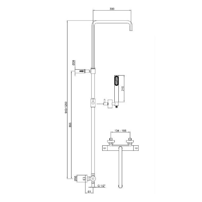 Душевая система с термостатом Webert Elio EL980508560, черный