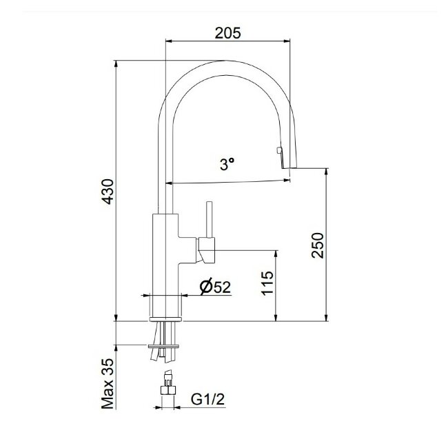 Смеситель для кухни Webert Lima LM940302015, хром Смеситель для кухни Webert Lima LM940302015, хром