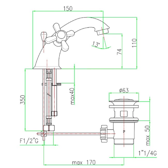 Смеситель для раковины Webert Armony AM700108015. хром