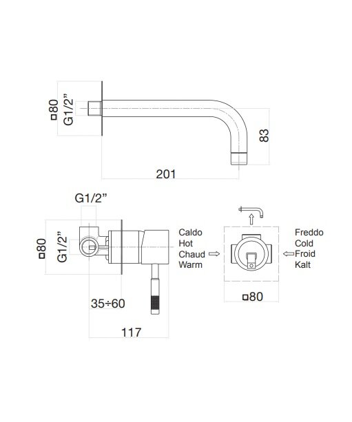 Смеситель для раковины Webert Rimini RI830606794. золото матовое