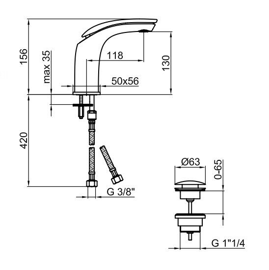 Смеситель для раковины Webert Aria AI830102560. черный