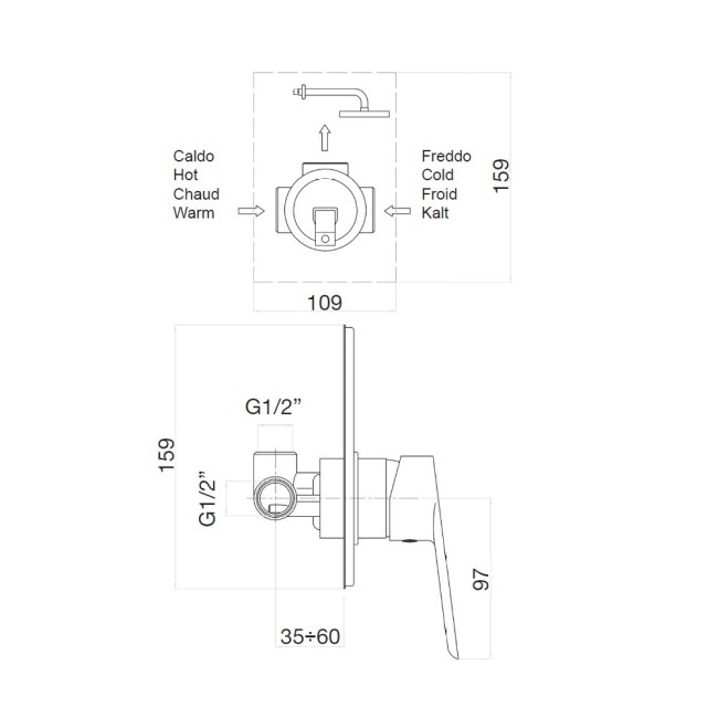 Смеситель для душа встраиваемый Webert Sax Evolution SE880101015, хром