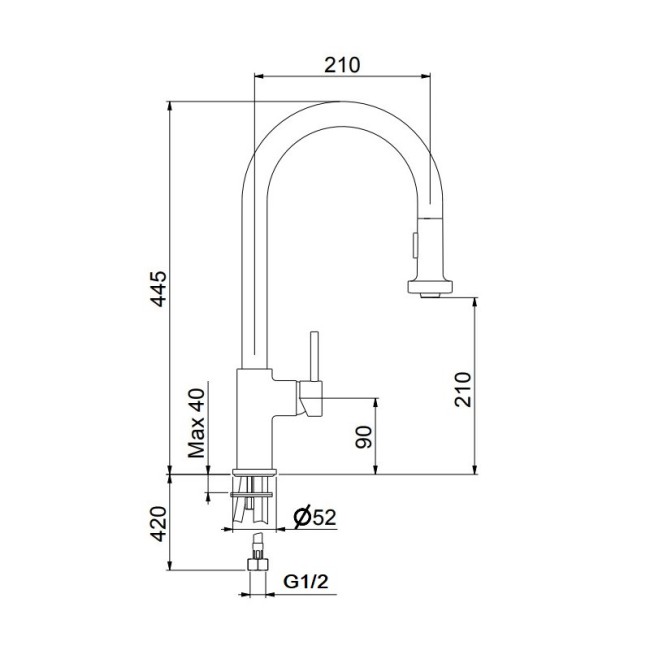 Смеситель для кухни Webert Sidney SY940302564, черный/хром