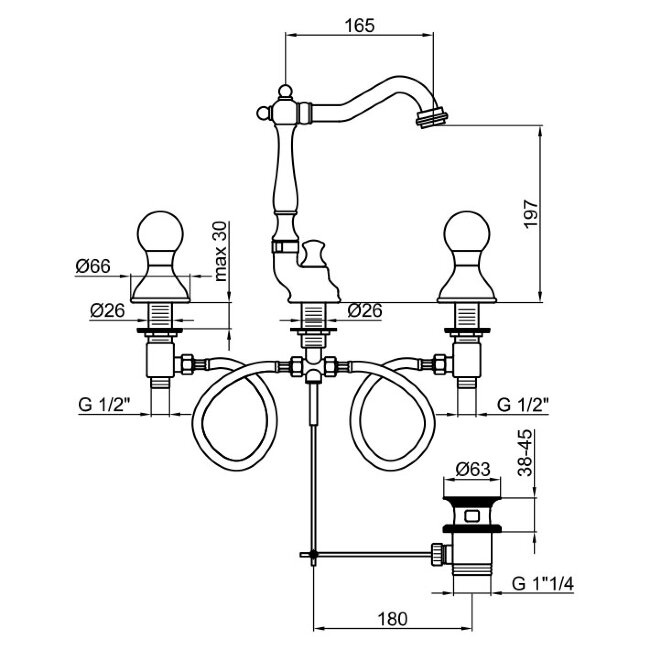 Смеситель для раковины Webert Karenina KA750202065. бронза