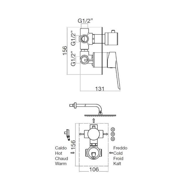 Смеситель для душа встраиваемый Webert Sax Evolution SE880601015, хром