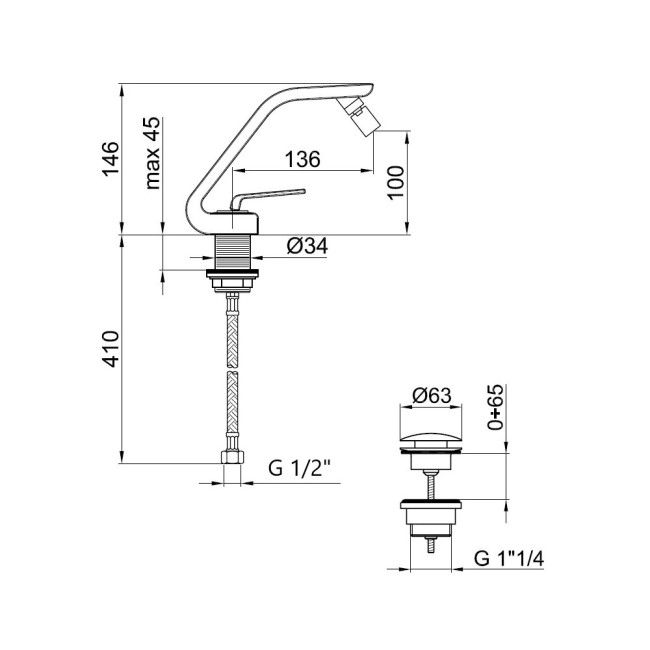 Смеситель для биде Webert Wolo WO840102015, хром