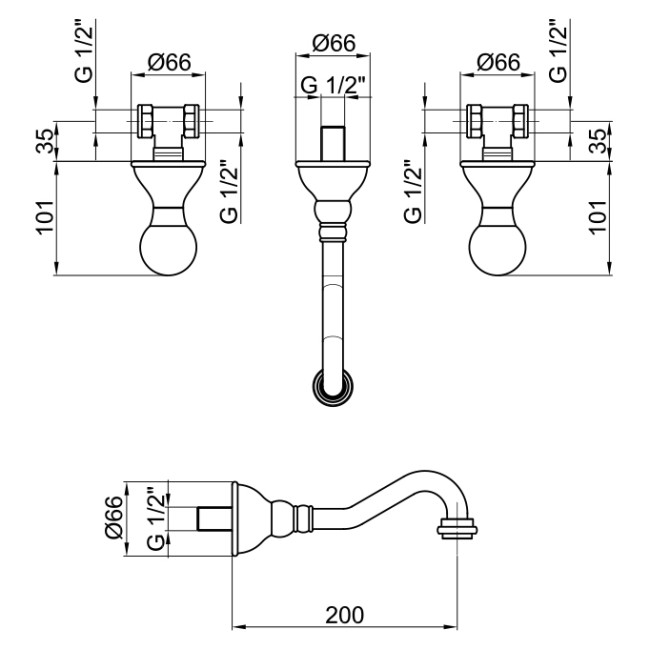 Смеситель для раковины Webert Karenina KA750404065. бронза