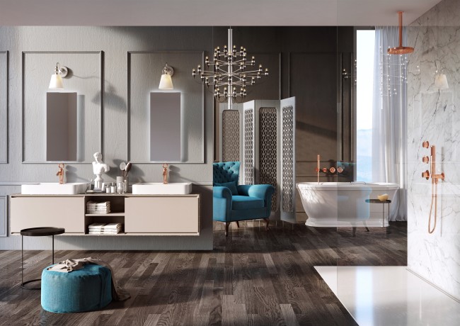 Смеситель для раковины Webert Opera OA830102980. розовое золото