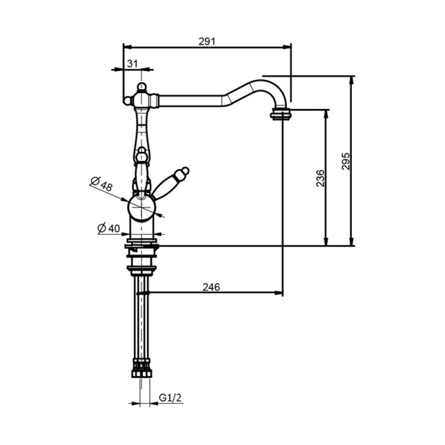 Смеситель для кухни Webert Byblos BY920802010, золото