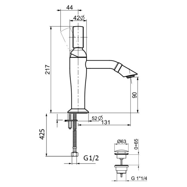 Смеситель для раковины Webert Opera OA830102065. бронза