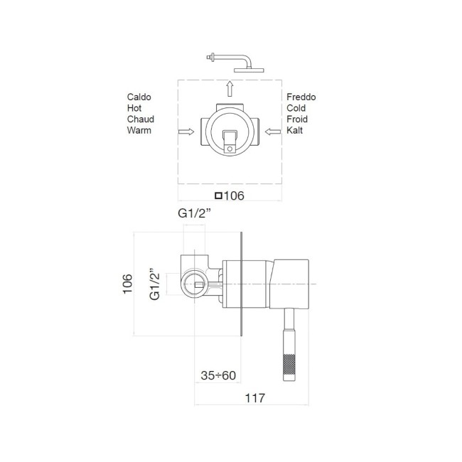 Смеситель для душа встраиваемый Webert Rimini RI880101740, белый