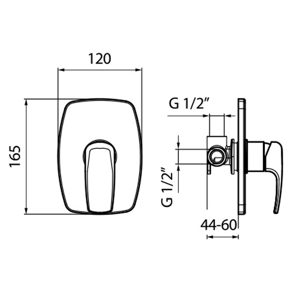 Смеситель для душа встраиваемый Webert Kimono KI880101015, хром
