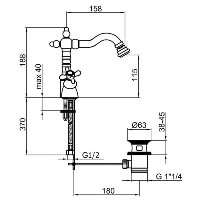 Смеситель для биде Webert Ottocento OT710402015, хром