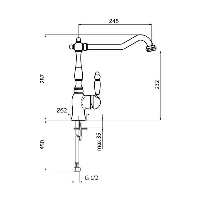 Смеситель для кухни Webert Valentino VA920302010, золото Смеситель для кухни Webert Valentino VA920302010, золото