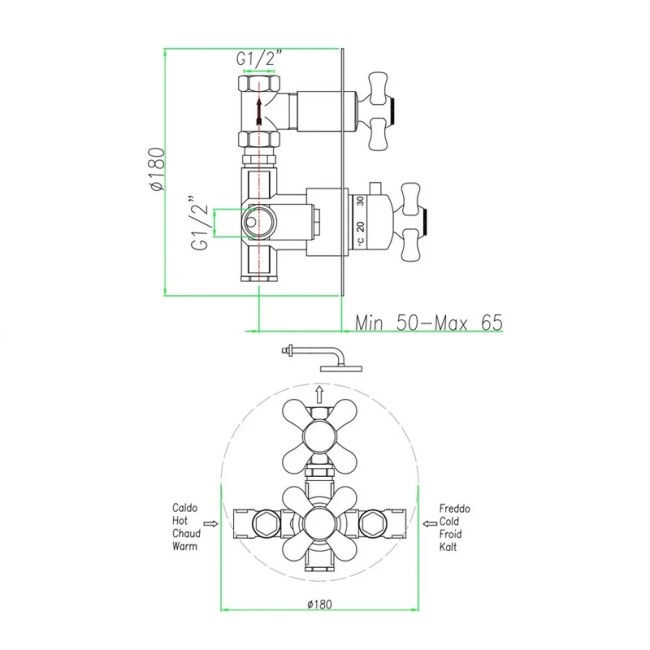 Смеситель для душа встраиваемый с термостатом Webert Armony AM970901015, хром