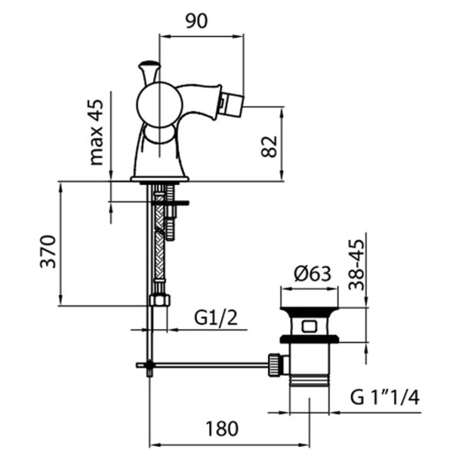 Смеситель для биде Webert Karenina KA710102017, хром/золото