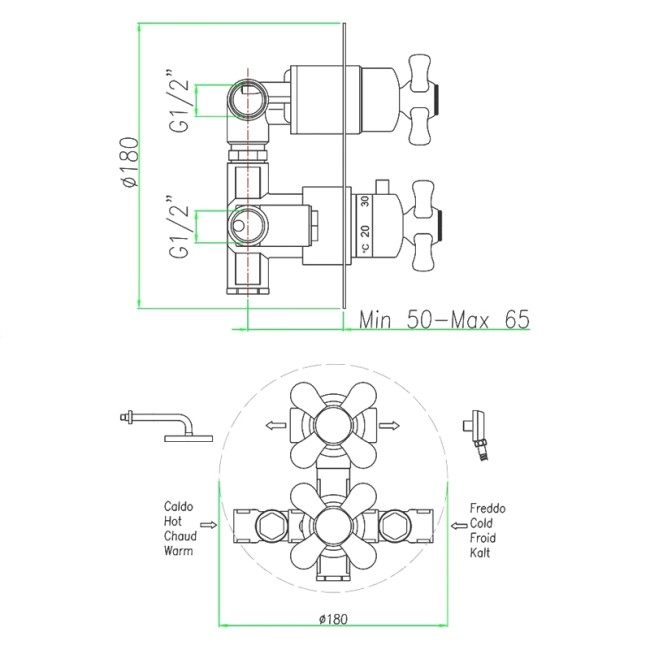 Смеситель для душа встраиваемый с термостатом Webert Armony AM970902015, хром