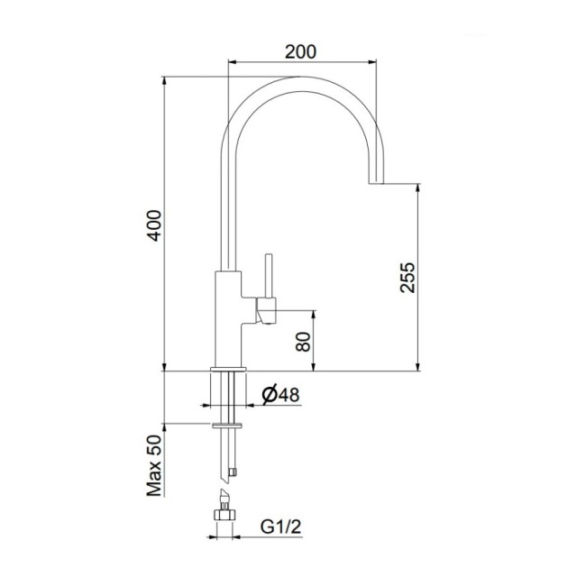 Смеситель для кухни Webert Oblique OB920302560, черный