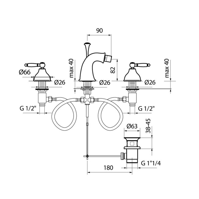 Смеситель для биде Webert Dorian DO710202010, золото
