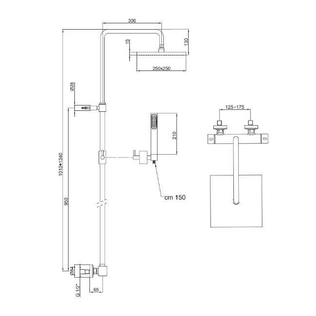 Душевая система с термостатом Webert Pegaso PE980507015METAL, хром