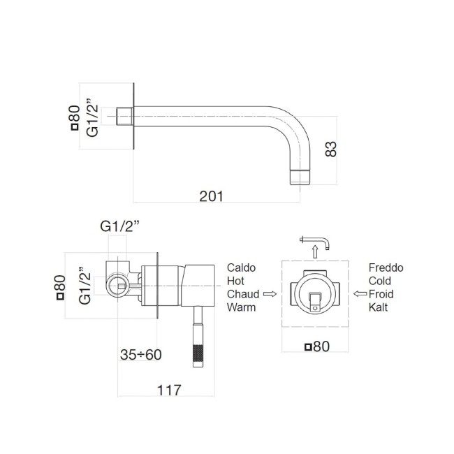 Смеситель для раковины Webert Rimini RI830605015. хром