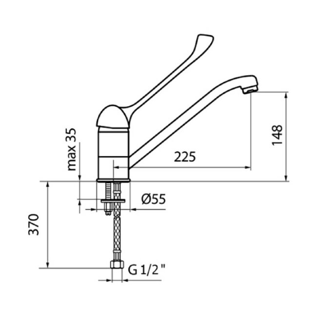 Смеситель для кухни с хирургической ручкой Webert Semplice SP920102015, хром